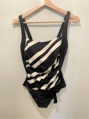 Classic Black & White Striped Women’s One-Piece Swimsuit